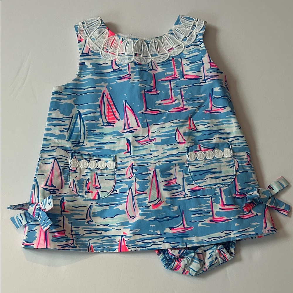 Lilly Pulitzer Blue and Pink Sailboat Dress with Bloomers